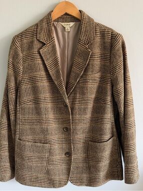 LL Bean Wool Silk Houndstooth Blazer Women’s 1X Vintage Heritage Jacket